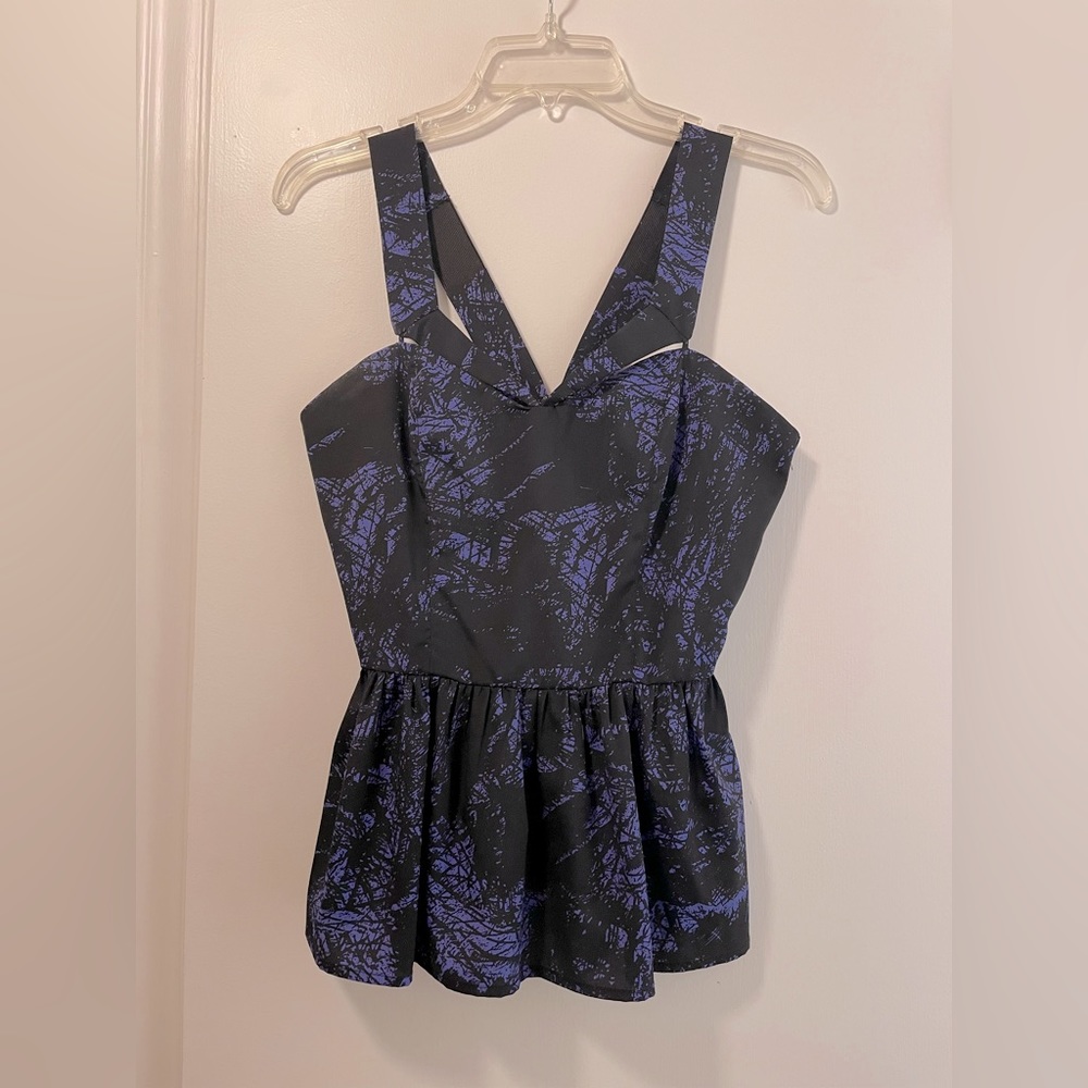 Greylin Black and White Peplum Top-Size Small